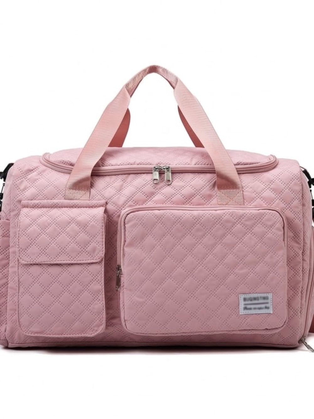 Quilted Pink Travel Duffel Bag Women's Carryall W